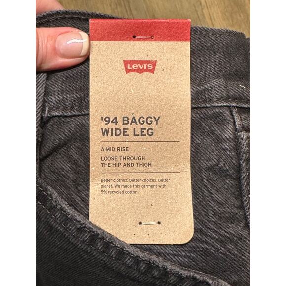 Levi's '94 Baggy Wide Leg Mid-Rise Jeans Black Faded Wash 25 x 31 Women's - Picture 5 of 10